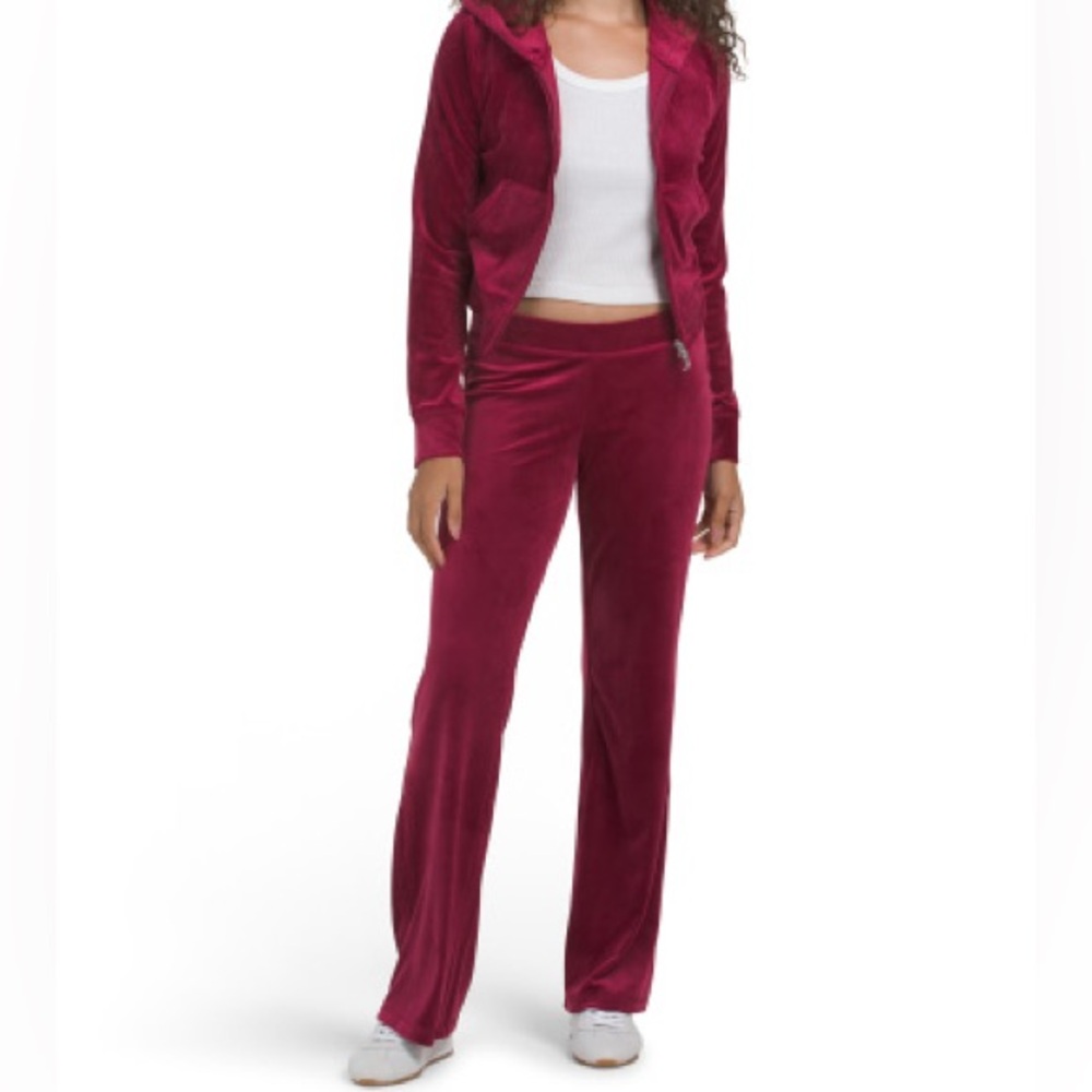 JC Velour Tracksuit in Burgundy